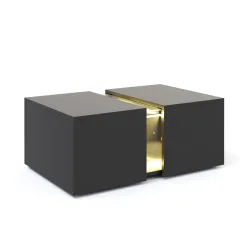 Beistelltisch LED RENA mit Stauraum 77 x 50 x 32 cm schwarz