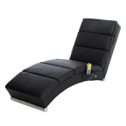 Relaxliege Leder mit Massagefunktion schwarz