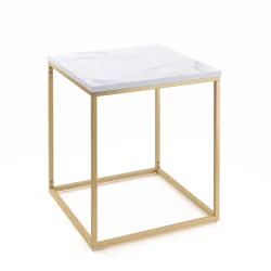 Beistelltisch TYRA 45 x 45 x 50 cm weiss/gold