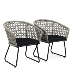 Gartenstuhl ÄGINA 2er Set grau/schwarz