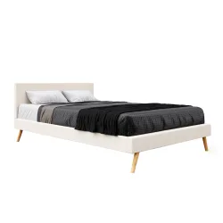 Lederbett ELVAR 140 x 200 cm weiss
