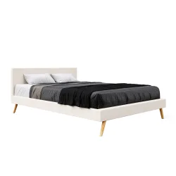 Lederbett ELVAR 160 x 200 cm weiss