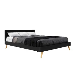 Lederbett ELVAR 180 x 200 cm schwarz