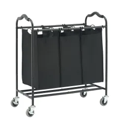 Wäschesammler 3 Fächer 138L schwarz