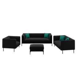 Sofa Set Samt ATTILA schwarz