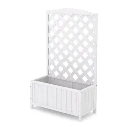 Rankgitter mit Blumenkasten weiss