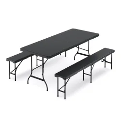 Campingtisch Garnitur klappbar 180 cm schwarz