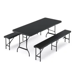Campingtisch Garnitur klappbar 180 cm Rattanoptik