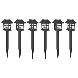 LED Solarlampe 38 cm 6er Set schwarz
