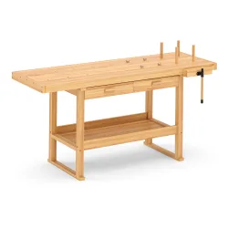 Werkbank mit Schraubstock Holz 180 x 50 cm