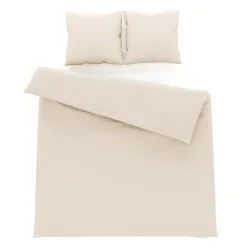 Bettwäsche 3-teilig 65 x 65 cm + 200 x 210 cm beige