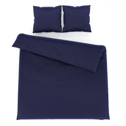 Bettwäsche 3-teilig 65 x 65 cm + 200 x 210 cm dunkelblau