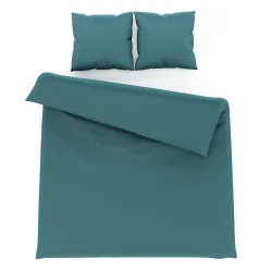 Bettwäsche 3-teilig 65 x 65 cm + 200 x 210 cm petrol