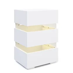 Nachttisch LED BONO mit 3 Schubladen weiss