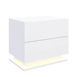 Nachttisch LED MINO mit 2 Schubladen weiss
