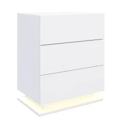 Nachttisch LED MINO 3 Schubladen weiss