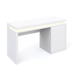 Schreibtisch LED LEANDRO mit Schubladen 140 x 50 x 78 cm weiss