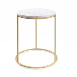 Beistelltisch ELMA rund 40 x 50 cm weiss/gold