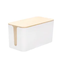 Kabelbox klein mit Holzdeckel weiss