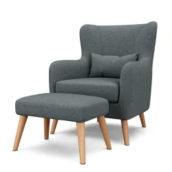 Sessel mit Hocker JARIS anthrazit