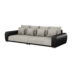 Sofa Leder SAM grau/schwarz