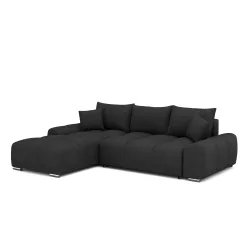 Ecksofa mit Schlaffunktion TRAVIS links schwarz