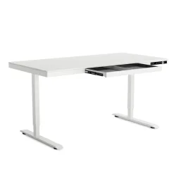 Stehpult elektrisch mit Schublade weiss 140 x 70 cm