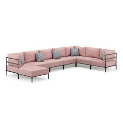 Ecksofa ETHAN Deluxe 6-Sitzer rosa