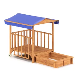 Spielhaus Holz mit Sandkasten