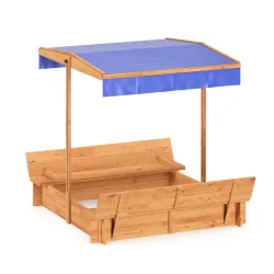 Sandkasten mit Schwenkdach und Sitzbänken