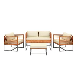Lounge Holz MAVIS schwarz/natur/creme