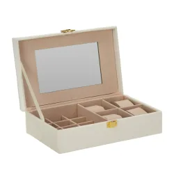 Schmuckkästchen mit Spiegel weiss/beige