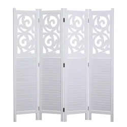 Paravent Ornamente 160 x 170 cm weiss