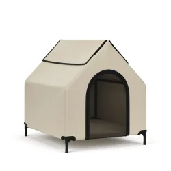 Hundebett Hundehütte erhöht 90 x 65 cm beige