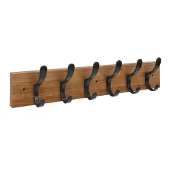 Wandgarderobe Holz BERGAMO mit 6 Haken 44 x 8 cm