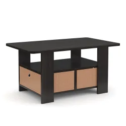 Beistelltisch BERNARDO 80 x 49 x 40 cm dunkelbraun/beige