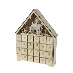 LED Adventskalender Holzhaus natur