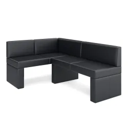 Eckbank Leder ERIKA 205 x 140 cm links schwarz