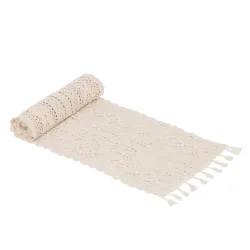 Tischläufer Makramee 180 x 24 cm beige