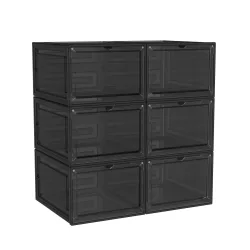 Aufbewahrungsbox 34 x 27 x 19 cm 6er Set transparent/schwarz