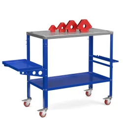 Schweisstisch mit Rollen 128 x 55 x 88 cm blau