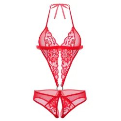 Body ouvert aus Spitze rot