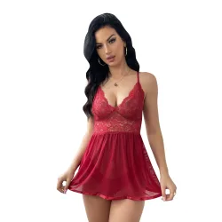 Negligé Babydoll mit Tanga Grösse M weinrot