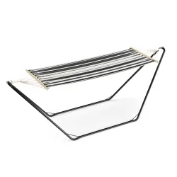 Hängematte mit Gestell 280 cm schwarz/weiss
