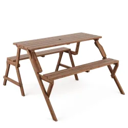 Campingtisch Garnitur Gartenbank Holz 2-in-1