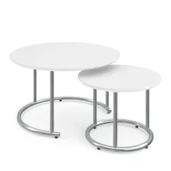 Beistelltisch SUZON rund 2-teilig weiss/silber