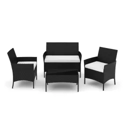 Gartenset Rattan MOLDE schwarz/beige