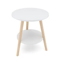 Beistelltisch Holz HERDA rund 40 x 45 cm weiss/natur