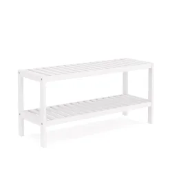 Schuhregal Bambus 2 Tablare 70 x 26 x 33 cm weiss