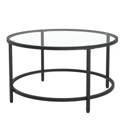 Beistelltisch Glas TYRO rund 84 x 45 cm schwarz